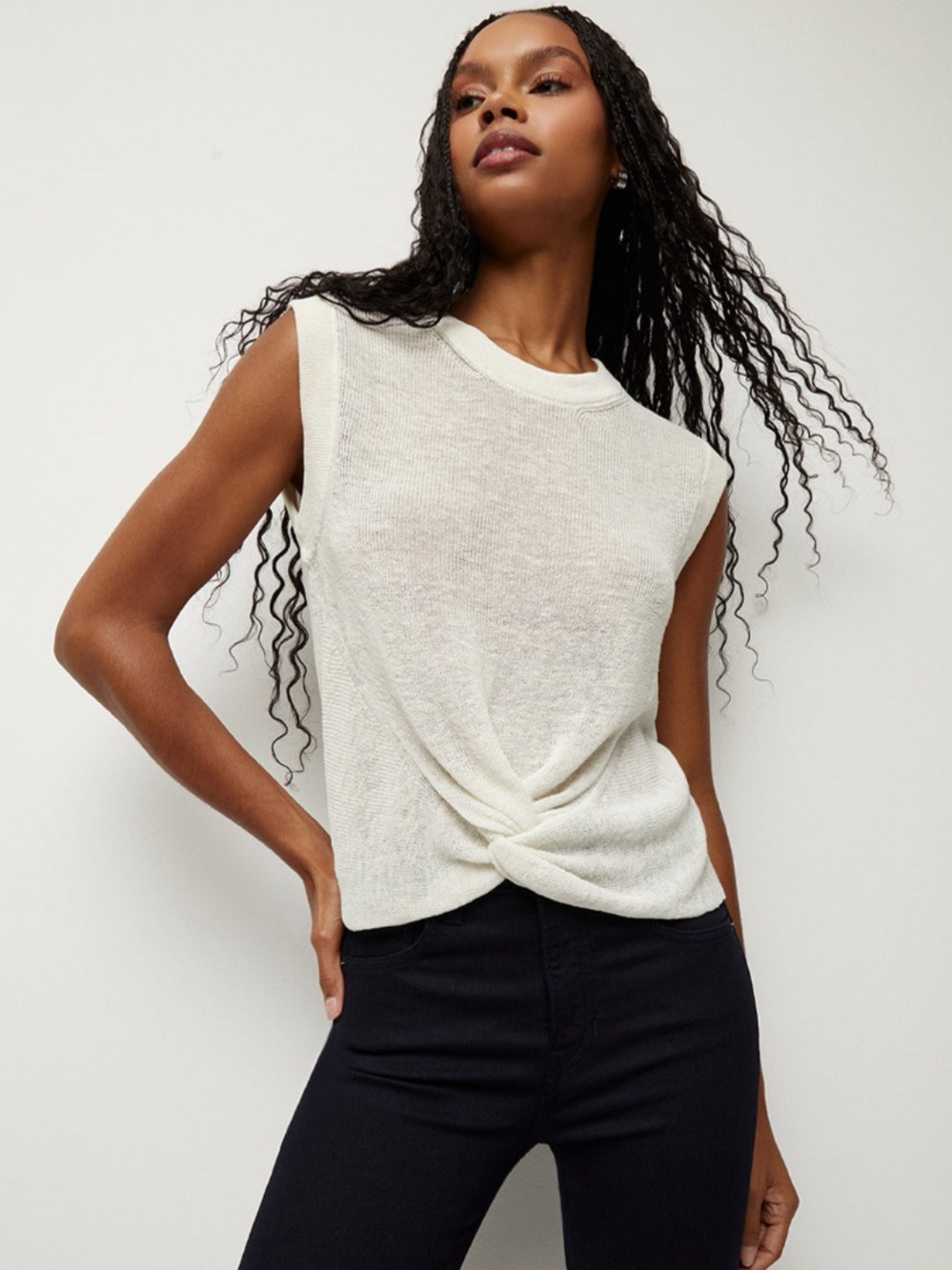 Veronica Beard Kellen Ivory Linen Blend Tank New!
